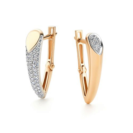 Серьги из красного золота с камнями Бриллиант