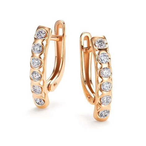 Cercei din aur roșu cu pietre Diamant