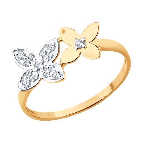 Inel din aur roșu cu pietre Cubic Zirconia Incolor