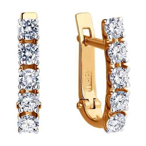Cercei din aur roșu cu pietre Cubic Zirconia Incolor