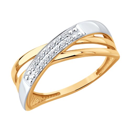 Кольцо из красного золота с камнями Бриллиант