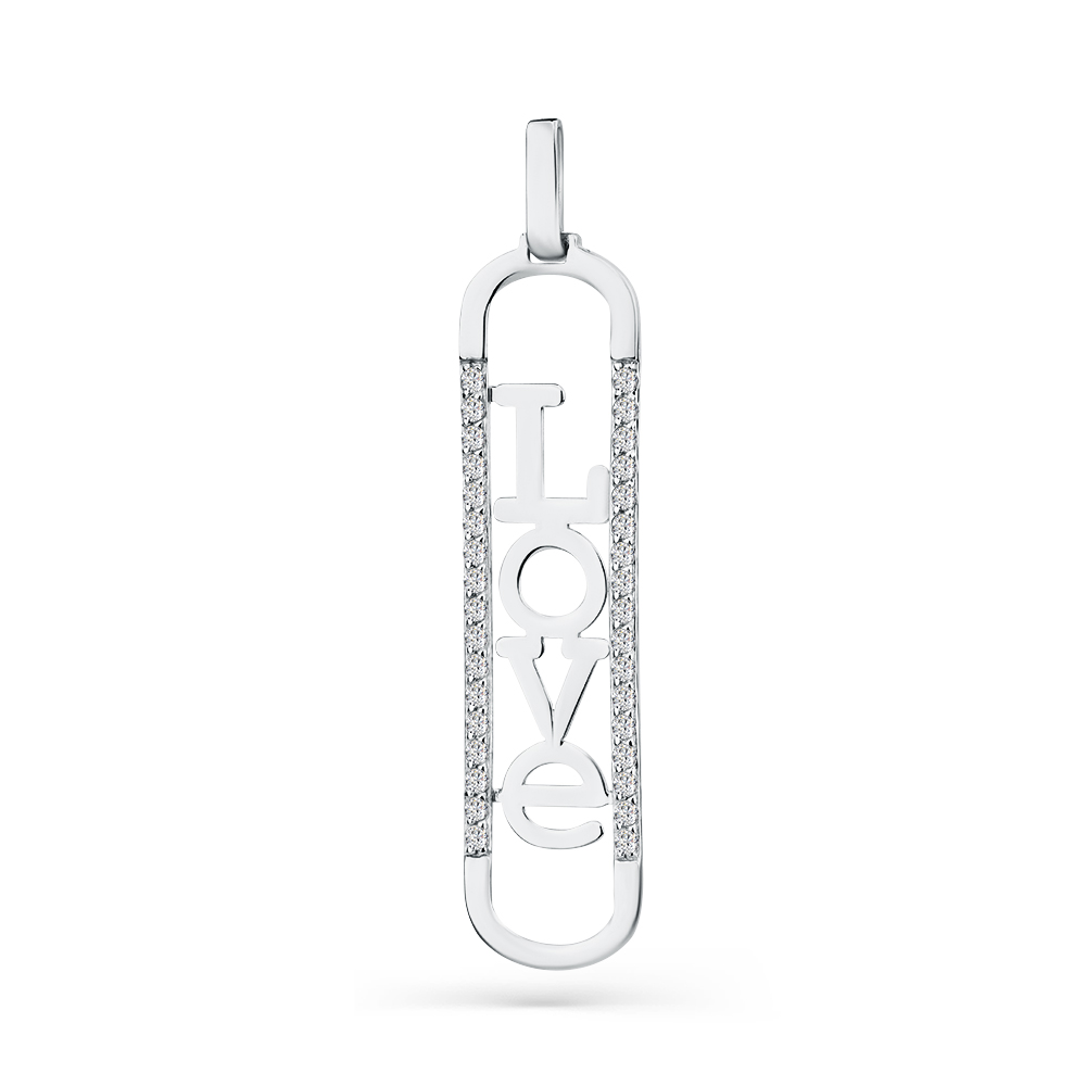 Pandantiv din aur alb cu pietre Cubic Zirconia Incolor