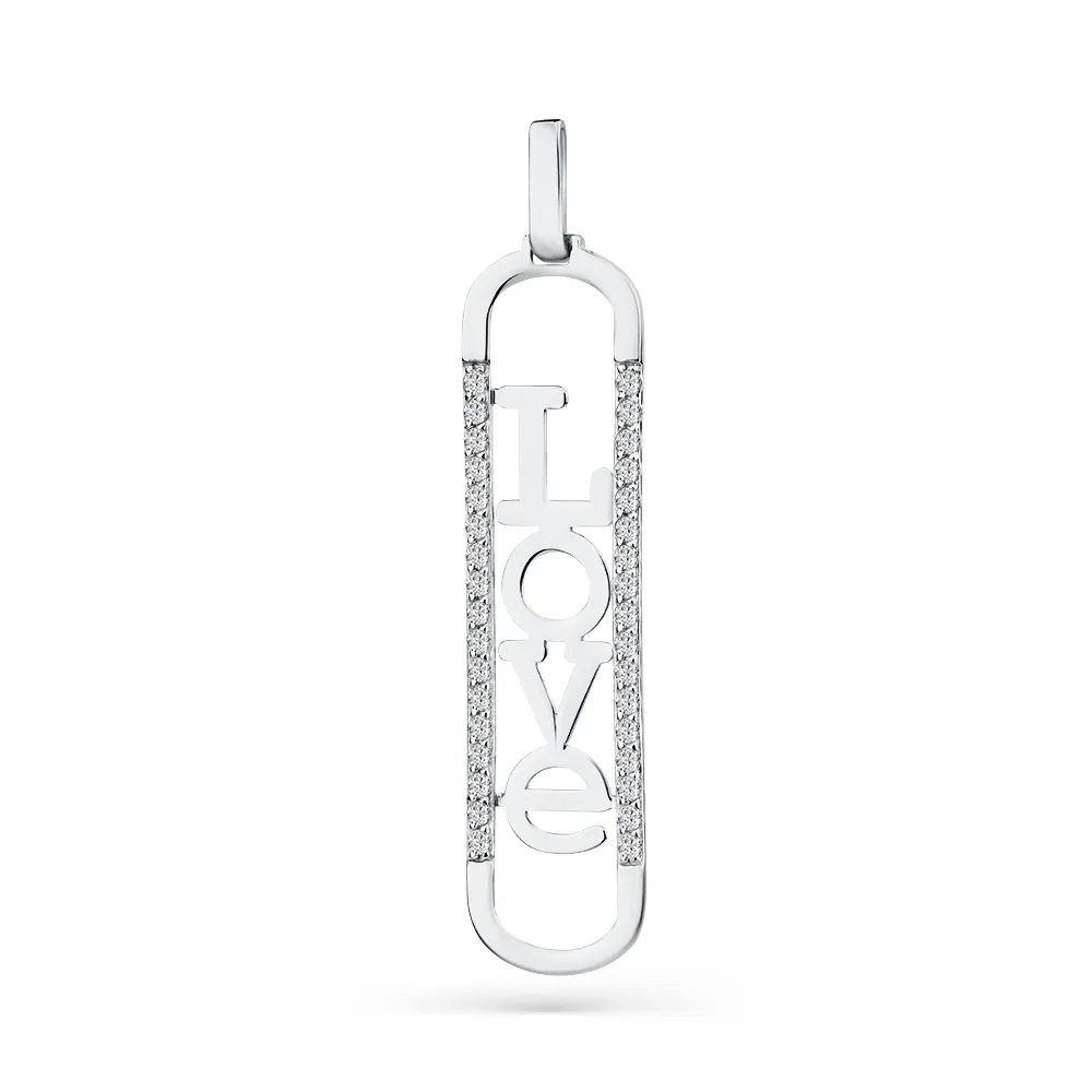 Pandantiv din aur alb cu Cubic Zirconia Incolor