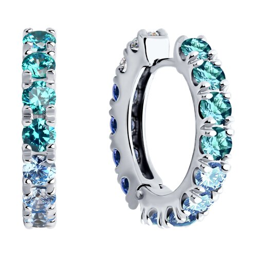 Cercei Creole din argint  cu pietre Cubic Zirconia Colorat