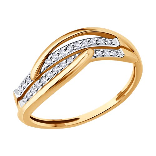 Кольцо из красного золота с камнями Фианит