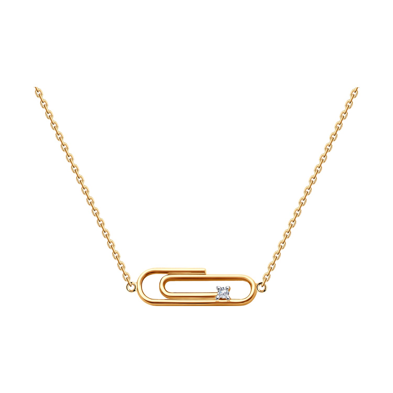 Colier din aur roșu cu pietre Cubic Zirconia Incolor