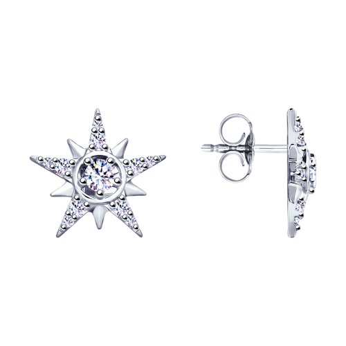 Cercei Pusete din argint  cu pietre Cubic Zirconia Incolor