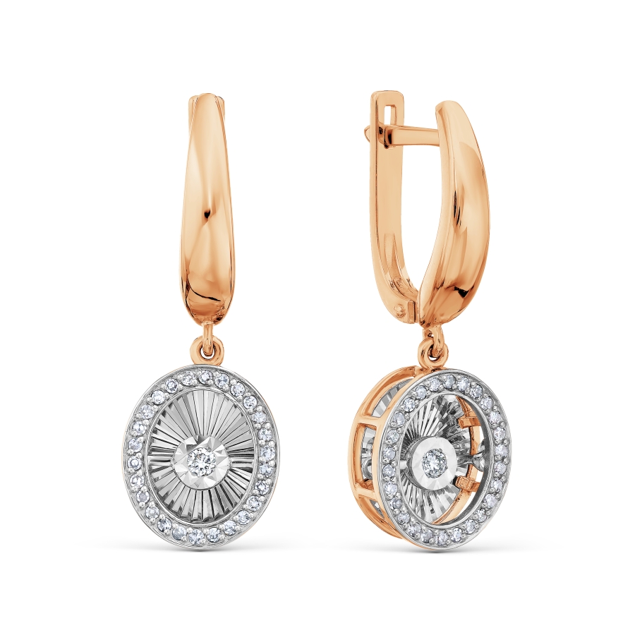 Cercei Suspendați din aur roșu cu pietre Diamant