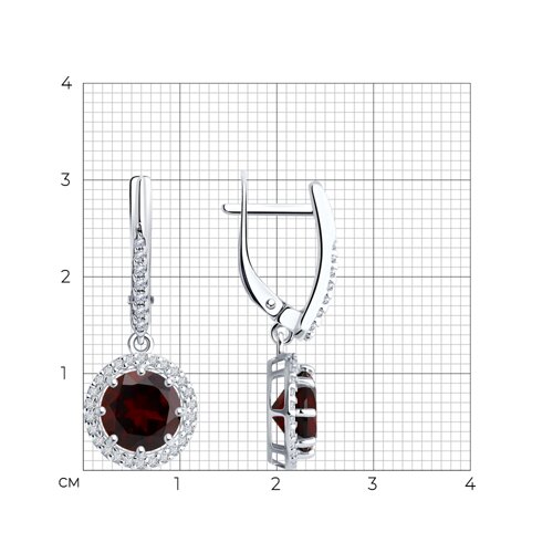 Cercei Suspendați din argint  cu pietre Cubic Zirconia Incolor, Granat