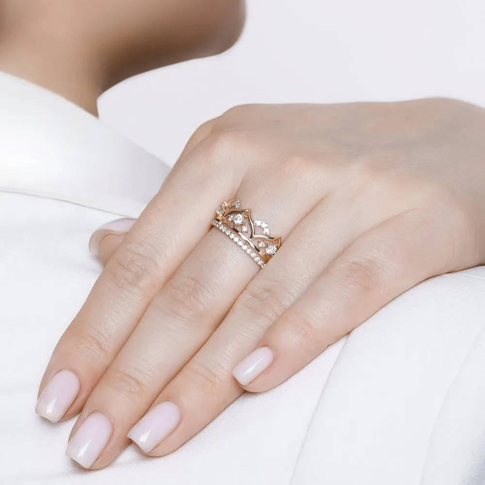 Inel din aur roșu cu Cubic Zirconia Incolor