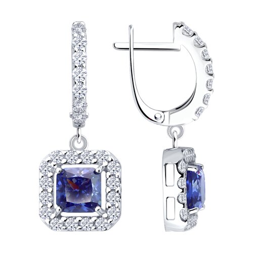 Cercei Suspendați din argint  cu pietre Cubic Zirconia Incolor, Cubic Zirconia Liliachiu