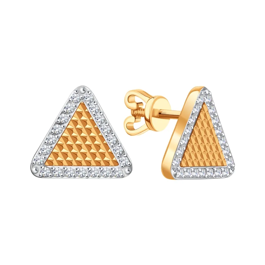 Cercei Pusete din aur roșu cu Cubic Zirconia Incolor