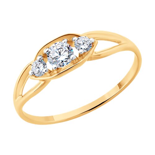 Inel din aur roșu cu pietre Cubic Zirconia Incolor