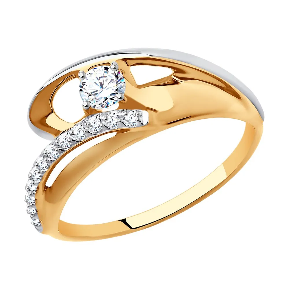 Inel din aur roșu cu Cubic Zirconia Incolor