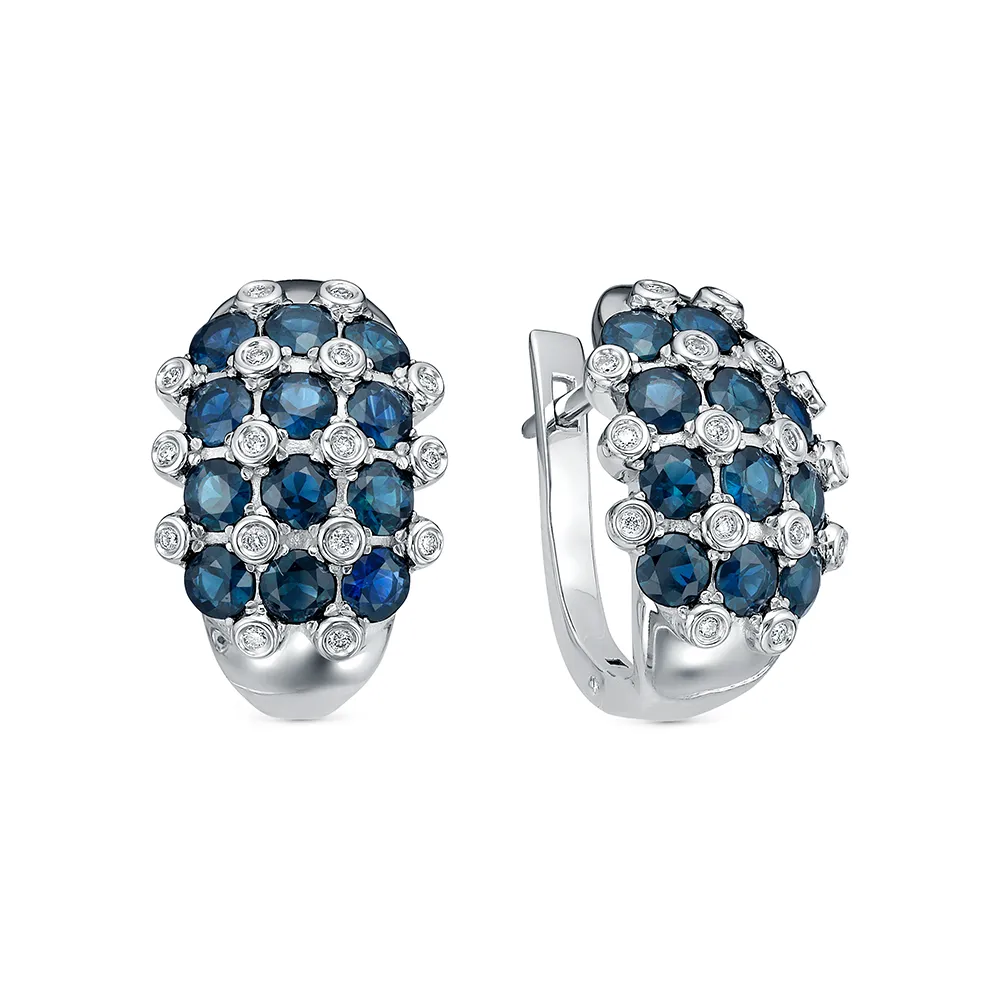 Cercei din aur alb cu Diamant, Safir