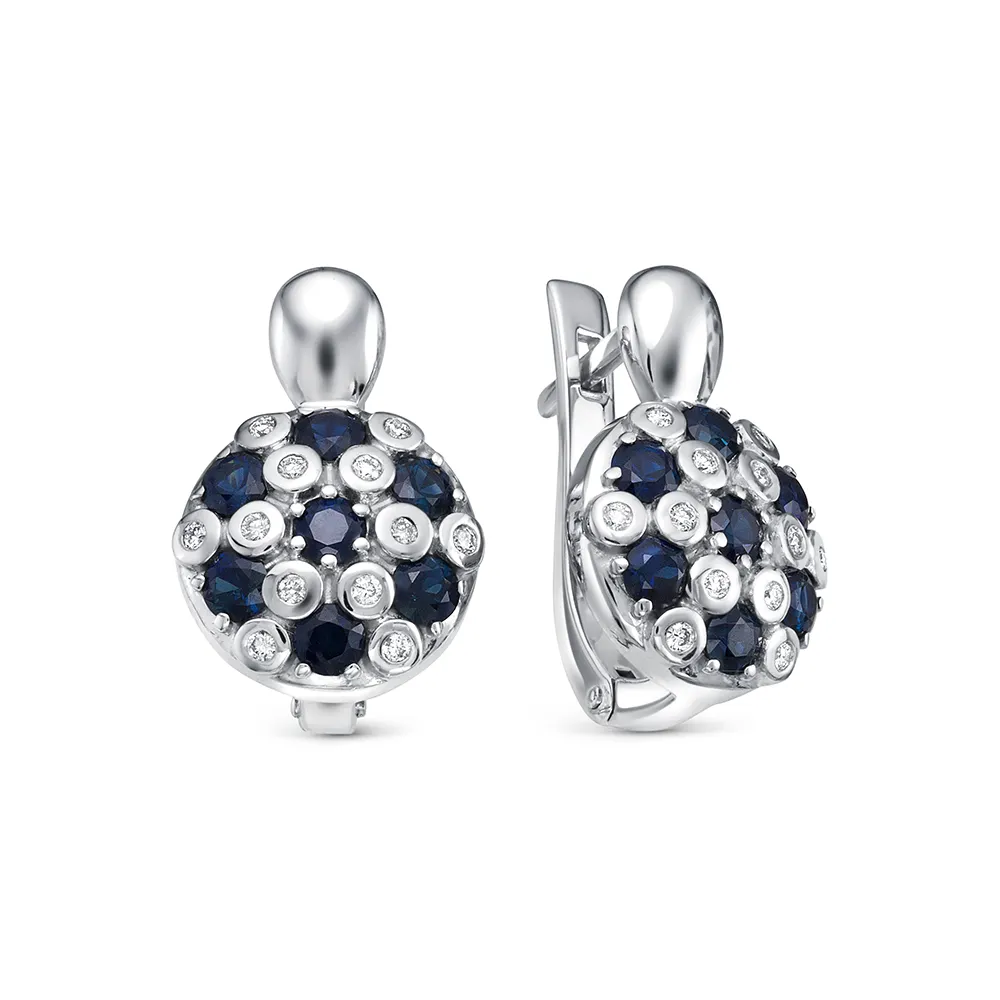 Cercei din aur alb cu Diamant, Safir