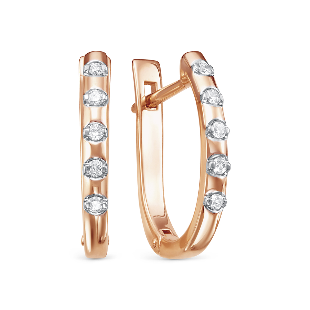 Cercei din aur roșu cu pietre Diamant