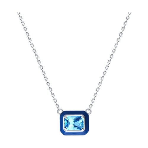 Colier din argint  cu pietre Cubic Zirconia Albastru, Emailare
