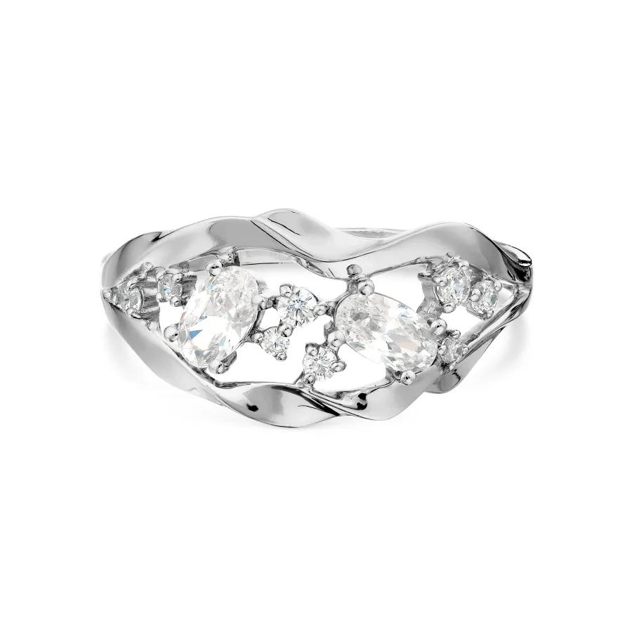 Inel din aur alb cu Cubic Zirconia Incolor
