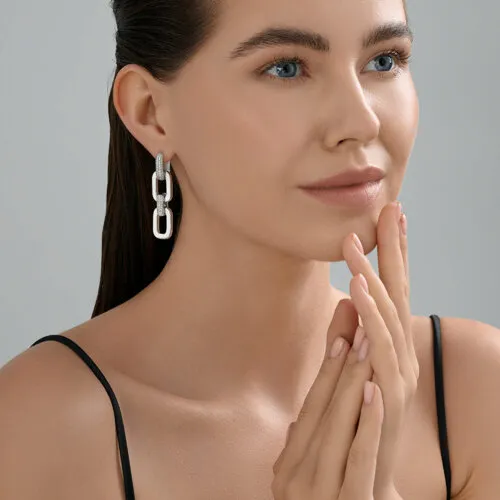 Cercei Creole din argint cu Cubic Zirconia Incolor
