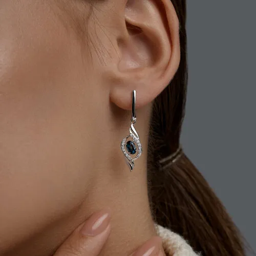 Cercei Suspendați din aur roșu cu Cubic Zirconia Incolor, Topaz London