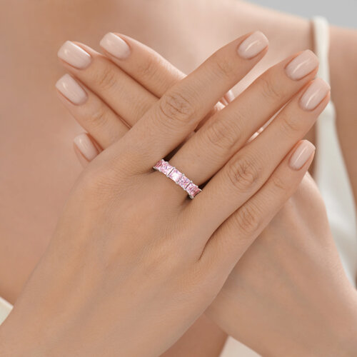 Inel din argint  cu pietre Cubic Zirconia Roz