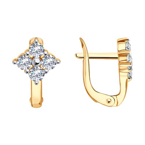 Cercei din aur roșu cu pietre Cubic Zirconia Incolor