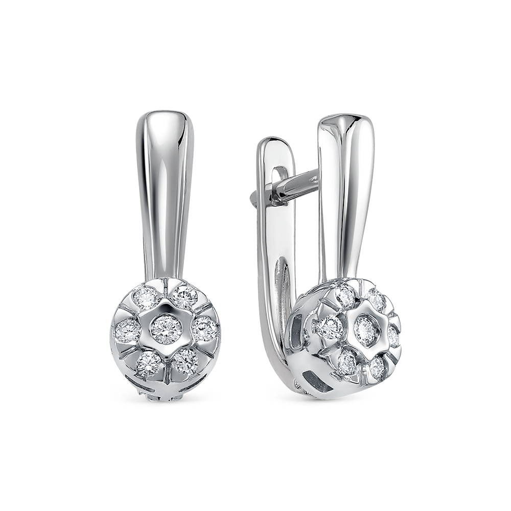 Cercei din aur alb cu pietre Diamant