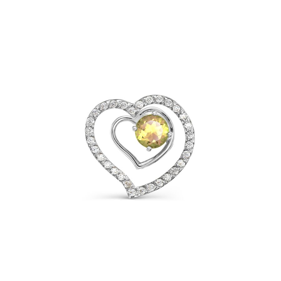 Pandantiv din aur alb cu pietre Cubic Zirconia Incolor, Citrin