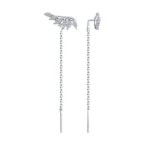 Серьги Продёвки из серебра с камнями Фианит