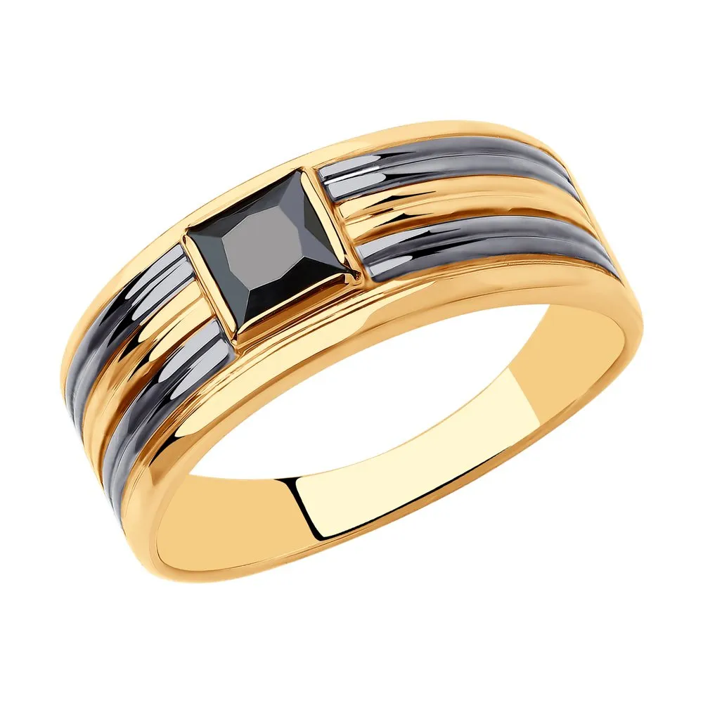 Inel din aur roșu cu Cubic Zirconia Negru
