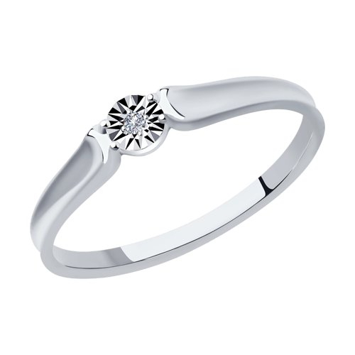 Кольцо из белого золота с камнями Бриллиант