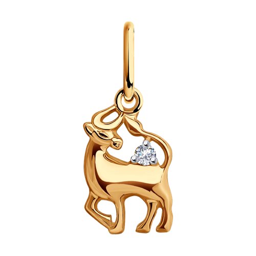 Pandantiv din aur roșu cu pietre Cubic Zirconia Incolor