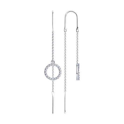 Серьги Продёвки из серебра с камнями Фианит