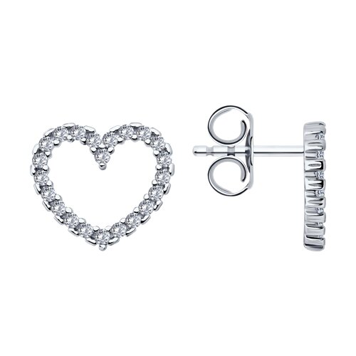 Серьги Пусеты из серебра с камнями Фианит