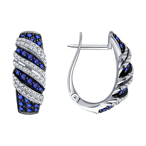 Cercei din aur alb cu pietre Diamant, Safir