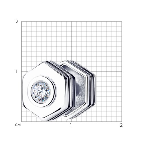 Cercel din argint  cu pietre Cubic Zirconia Incolor, Emailare