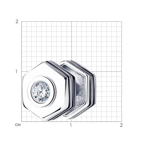 Cercel din argint cu Cubic Zirconia Incolor, Emailare