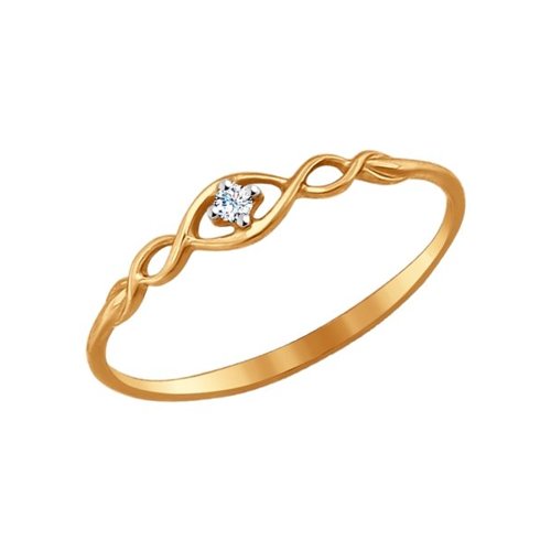 Inel din aur roșu cu pietre Cubic Zirconia Incolor