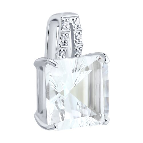 Pandantiv din aur alb cu pietre Diamant, Cristal de munte