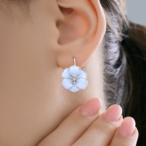 Серьги из серебра с камнями Эмаль