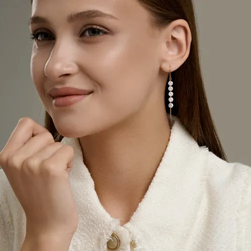 Cercei Lanț din aur roșu cu Cubic Zirconia Incolor