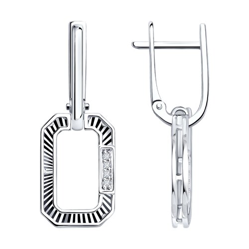 Cercei Suspendați din aur alb cu pietre Diamant