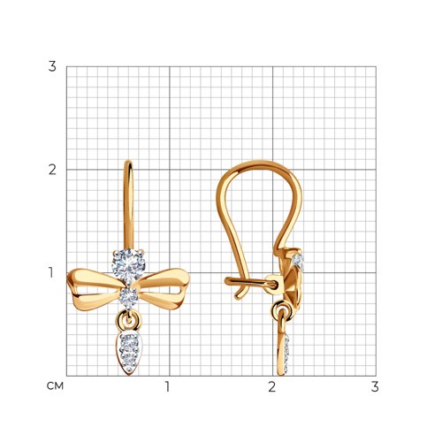 Cercei p-u copii din aur roșu cu pietre Cubic Zirconia Incolor