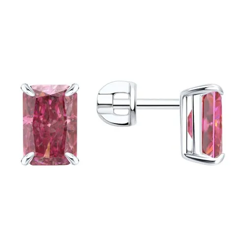 Cercei Pusete din argint cu Cubic Zirconia Roz
