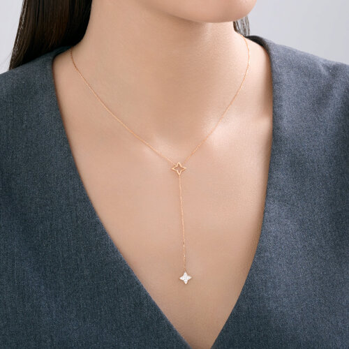 Colier din aur roșu cu pietre Cubic Zirconia Incolor