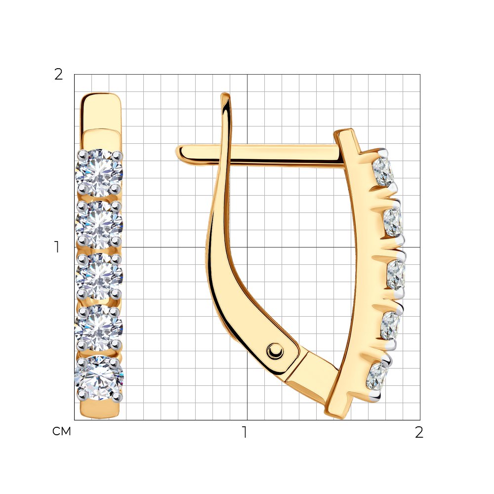 Cercei din aur roșu cu pietre Cubic Zirconia Incolor