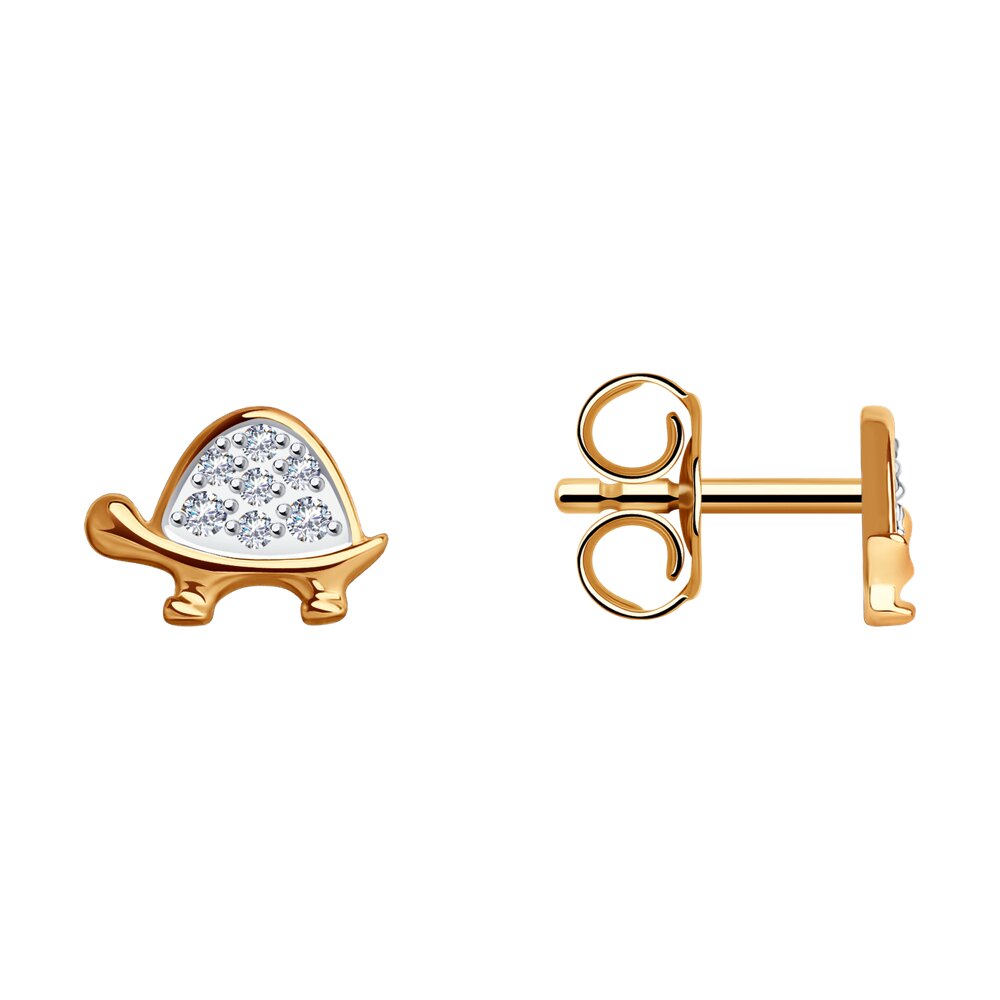 Cercei Pusete din aur roșu cu pietre Cubic Zirconia Incolor