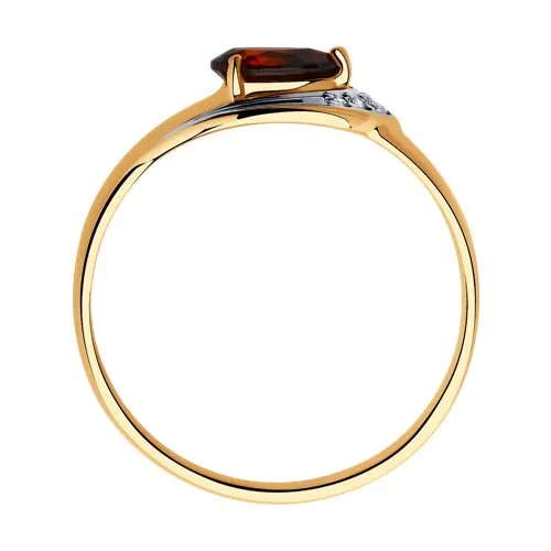 Inel din aur roșu cu Cubic Zirconia Incolor, Granat