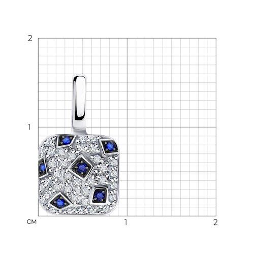 Pandantiv din aur alb cu pietre Diamant, Safir